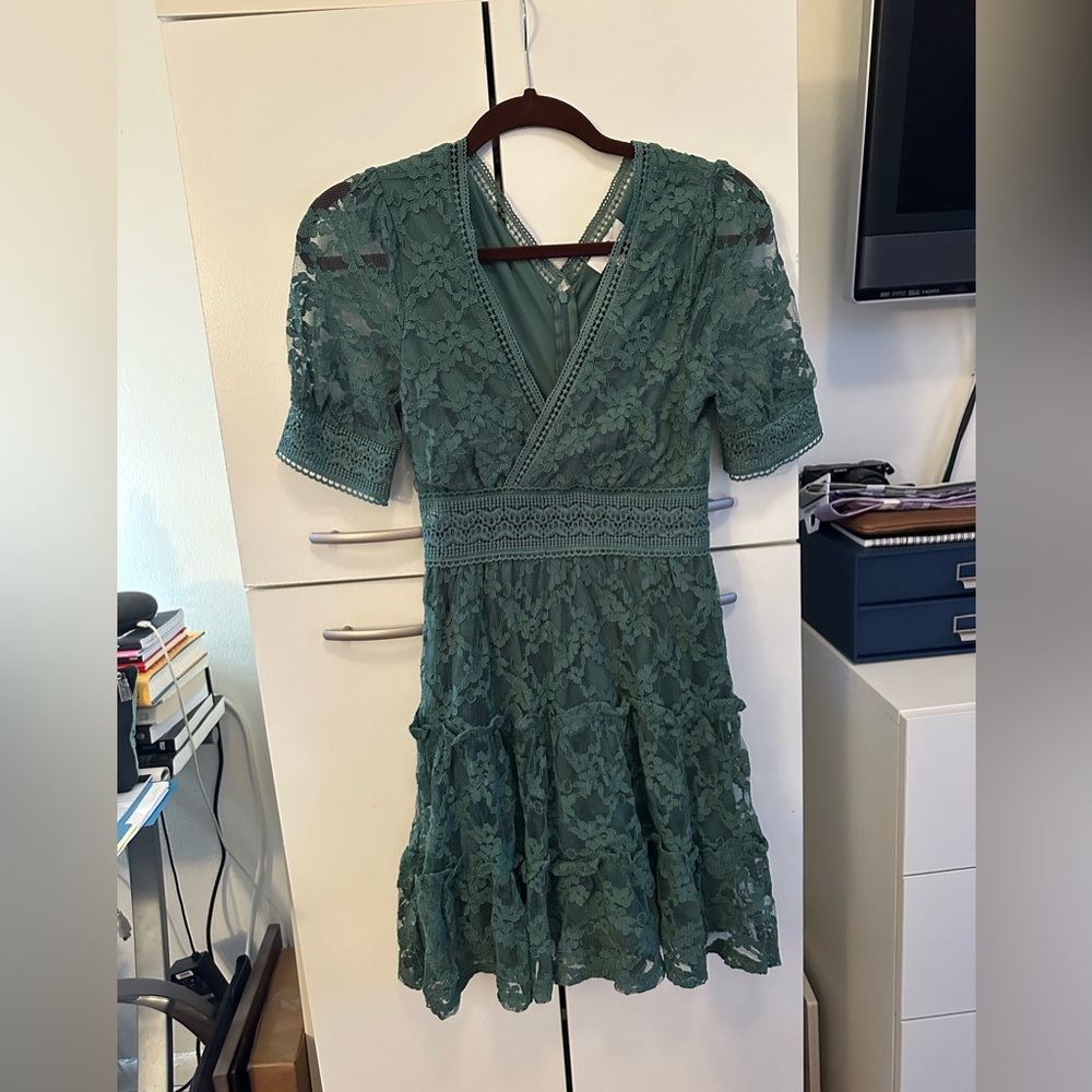 Elegant Green Lace Dress